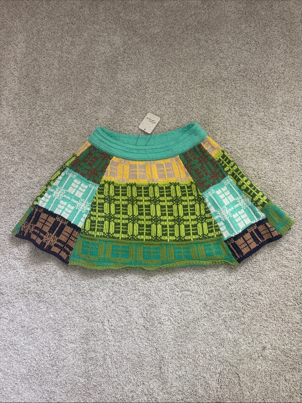 Free People After School Mini Skirt size XS Green Combo
